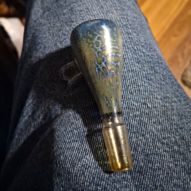 Decorative Smoking Pipe Part Bowl/Mouthpiece Stem – Silver & Blue Metal