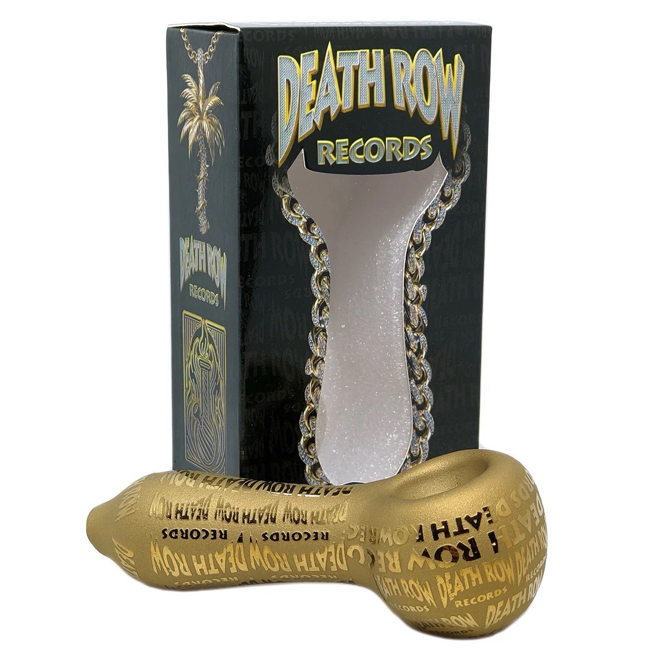4” Sand Blasted Spoon Hand Pipe – DEATH ROW RECORDS – Etched Gold
