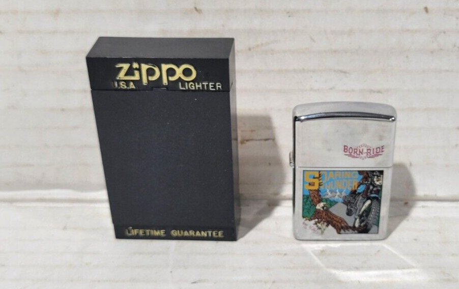 New !! Zippo Soaring Thunder Biker Eagle Vtg Lighter Born to Ride