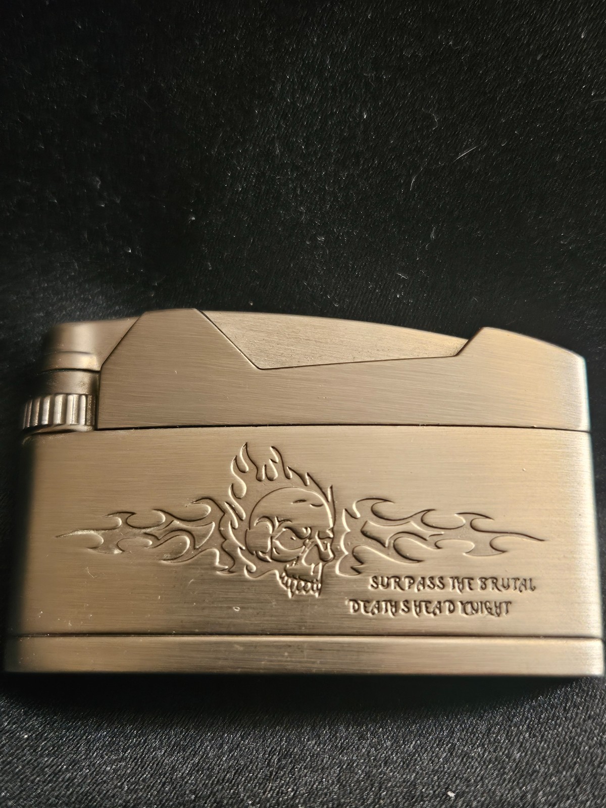 Jobon Butane Lighter – features engraved skull in flames design – USED