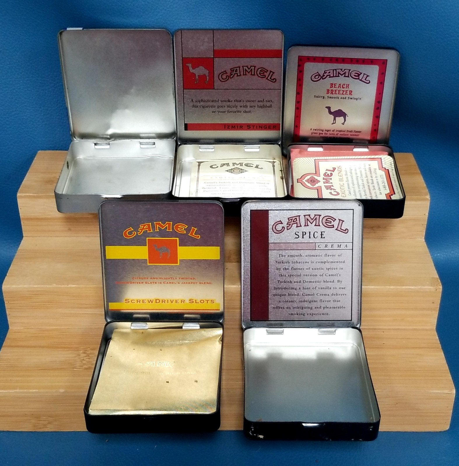 VTG Lot of 5 Assorted Camel Cigarette Tins Empty Metal Cases