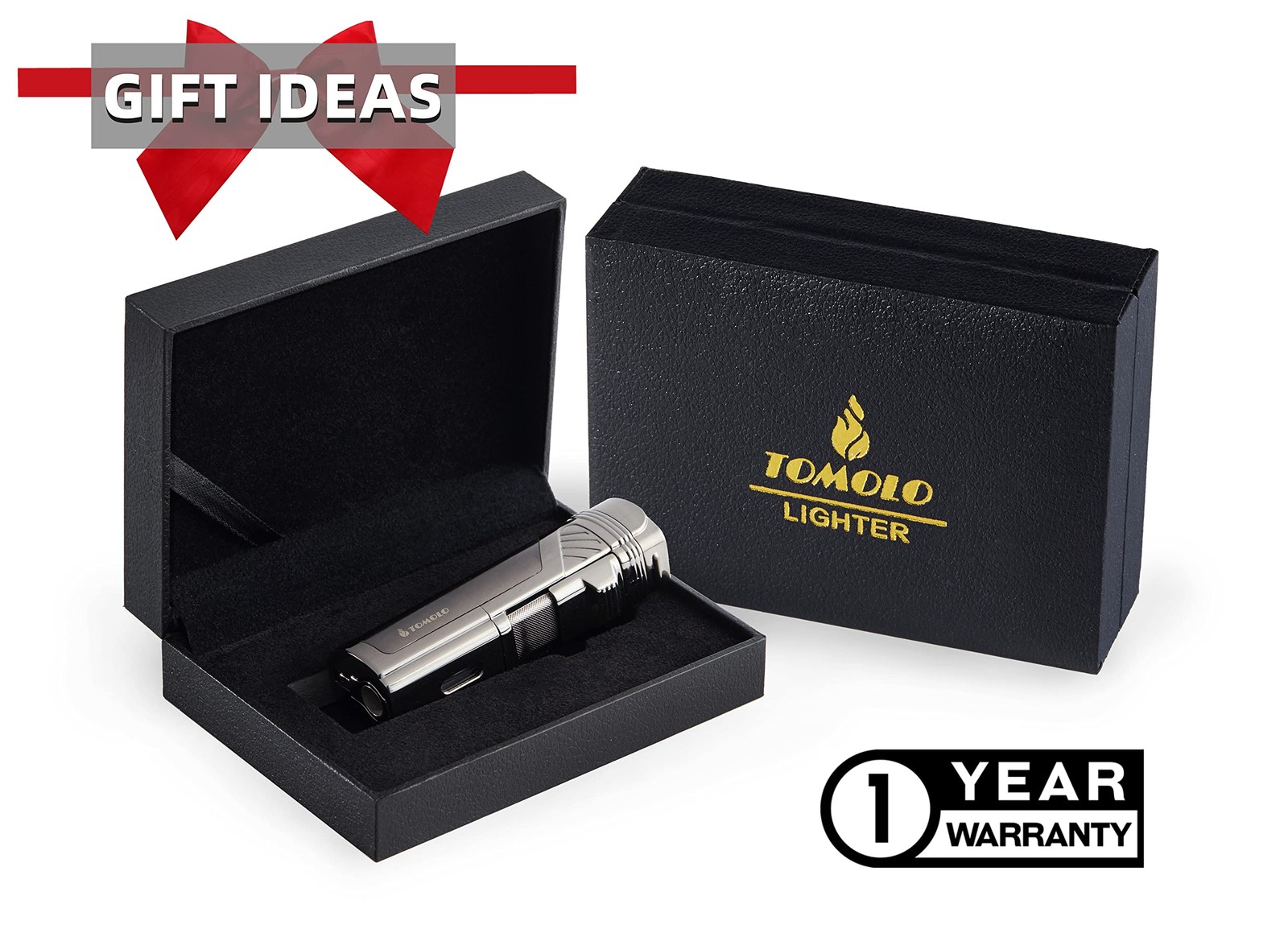Torch Lighter Quadruple 4 Jet Flame Refillable Butane Cigar Lighter with Ciga…
