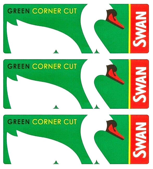 3x Swan Rolling Papers Green Cut Corners Single Wide 50/Lvs *USA SHIPPED*!