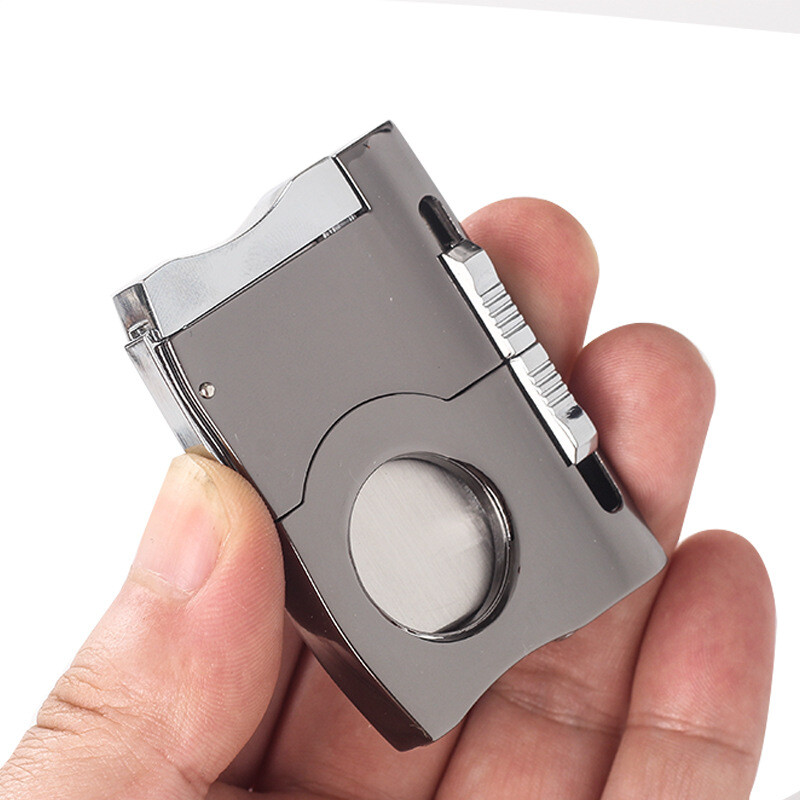 2 in 1Portable Stainless Steel Cigar Cutter Sharp Blade Pockets Cigar Drill Tool