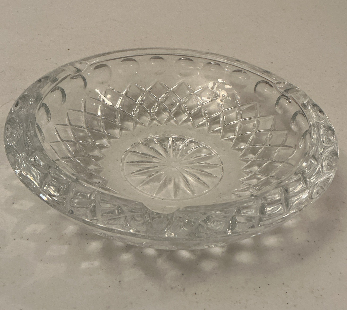 Vintage 1970s-1980s Princess House Lead Crystal “Highlights” Round Ashtray