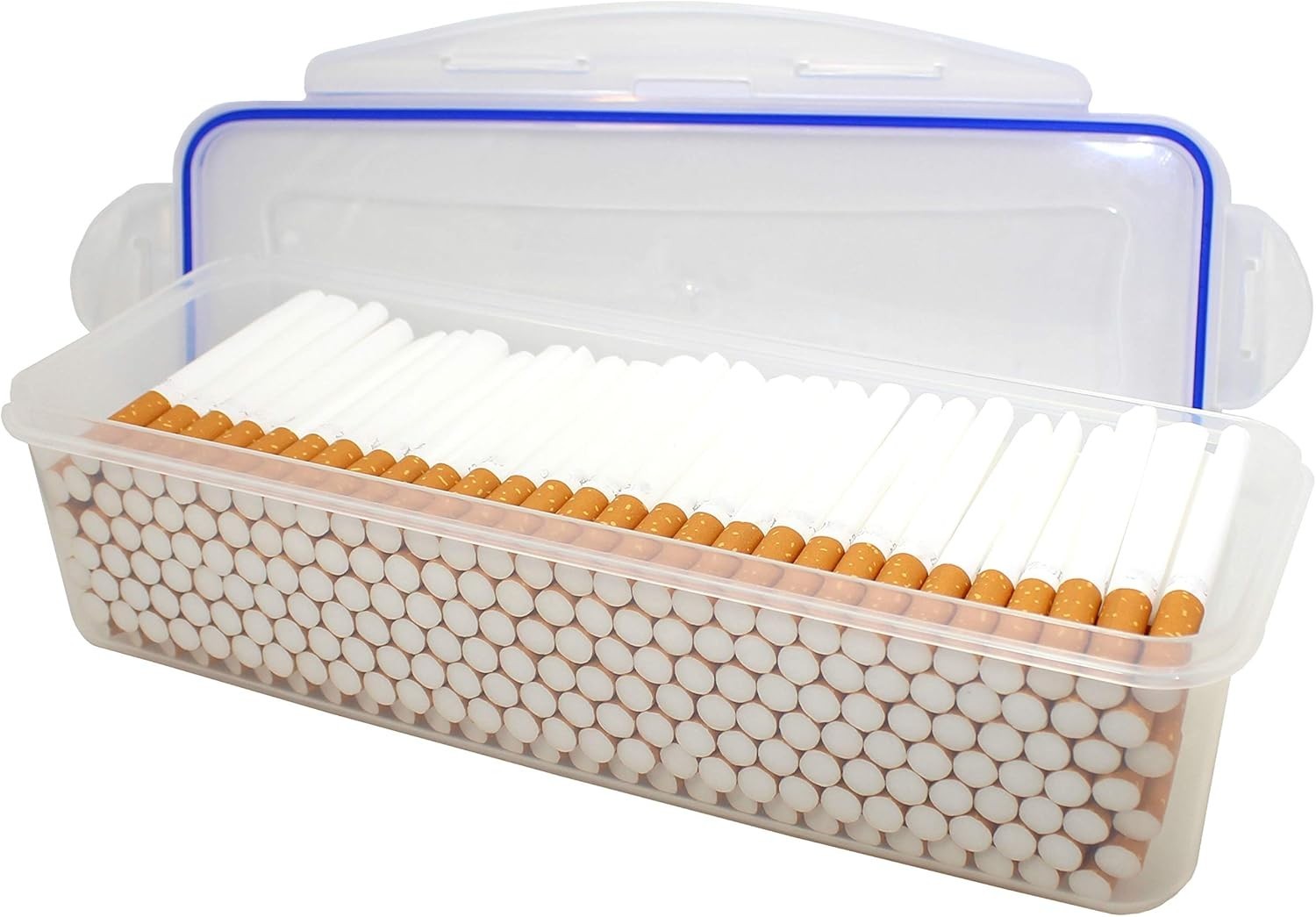Plastic Container Storage Case for 200 Cigarette Filter Tubes Carton Safe Seal
