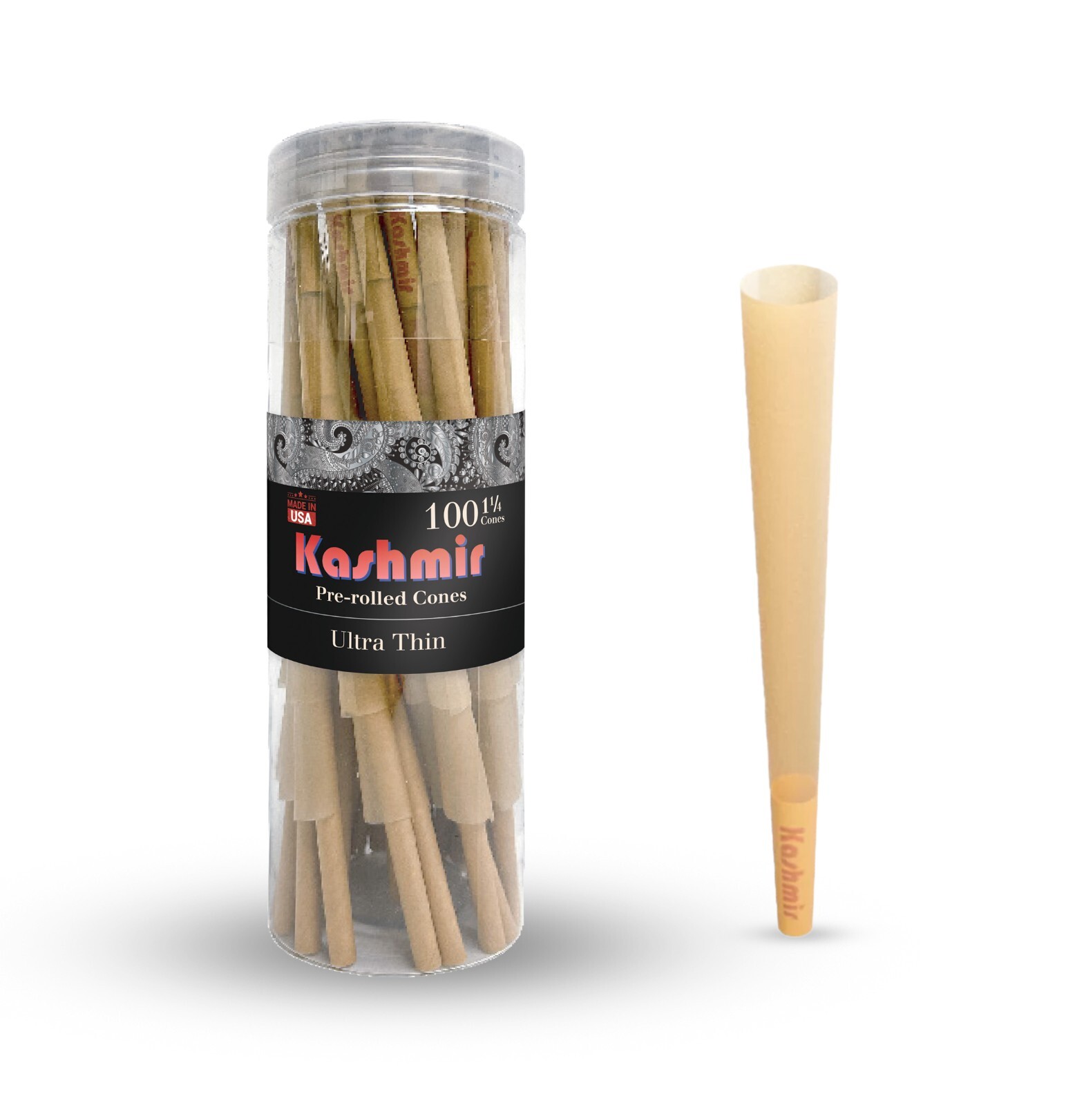 Pre Rolled Cones 1 1/4 Size Slow Burning Ultrathin Rolling Papers Cones: 100 Ct
