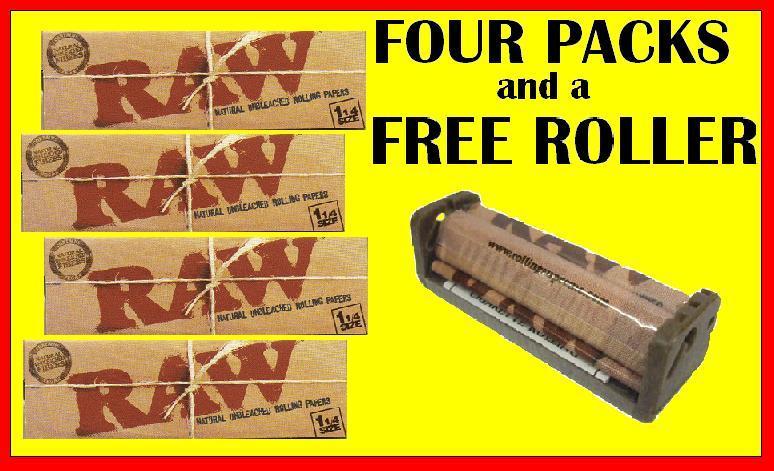 4 PKS RAW 1 1/4 CLASSIC Rolling Papers + 79mm Hemp plastic ROLLER MACHINE