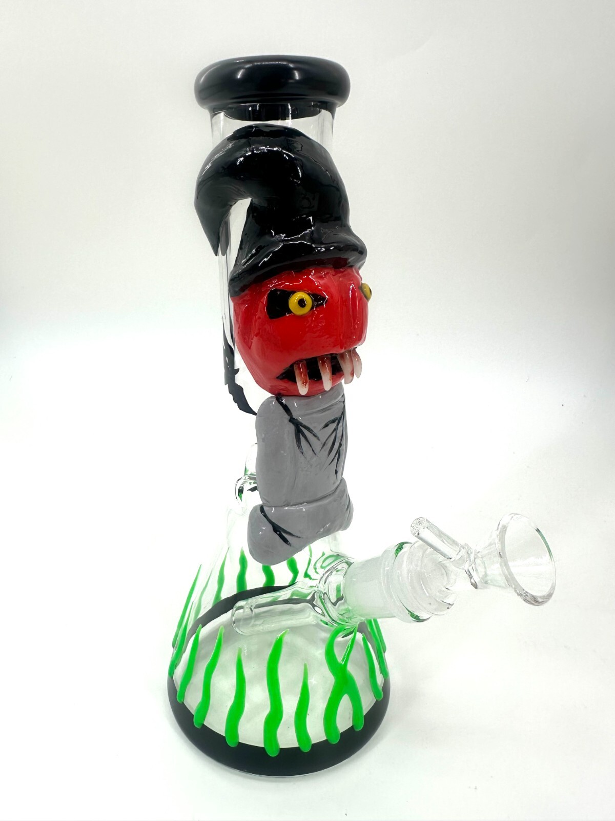 10″ 14mm Glow 3D Monster Handprint Skull Bong Thick 5mm 14mm