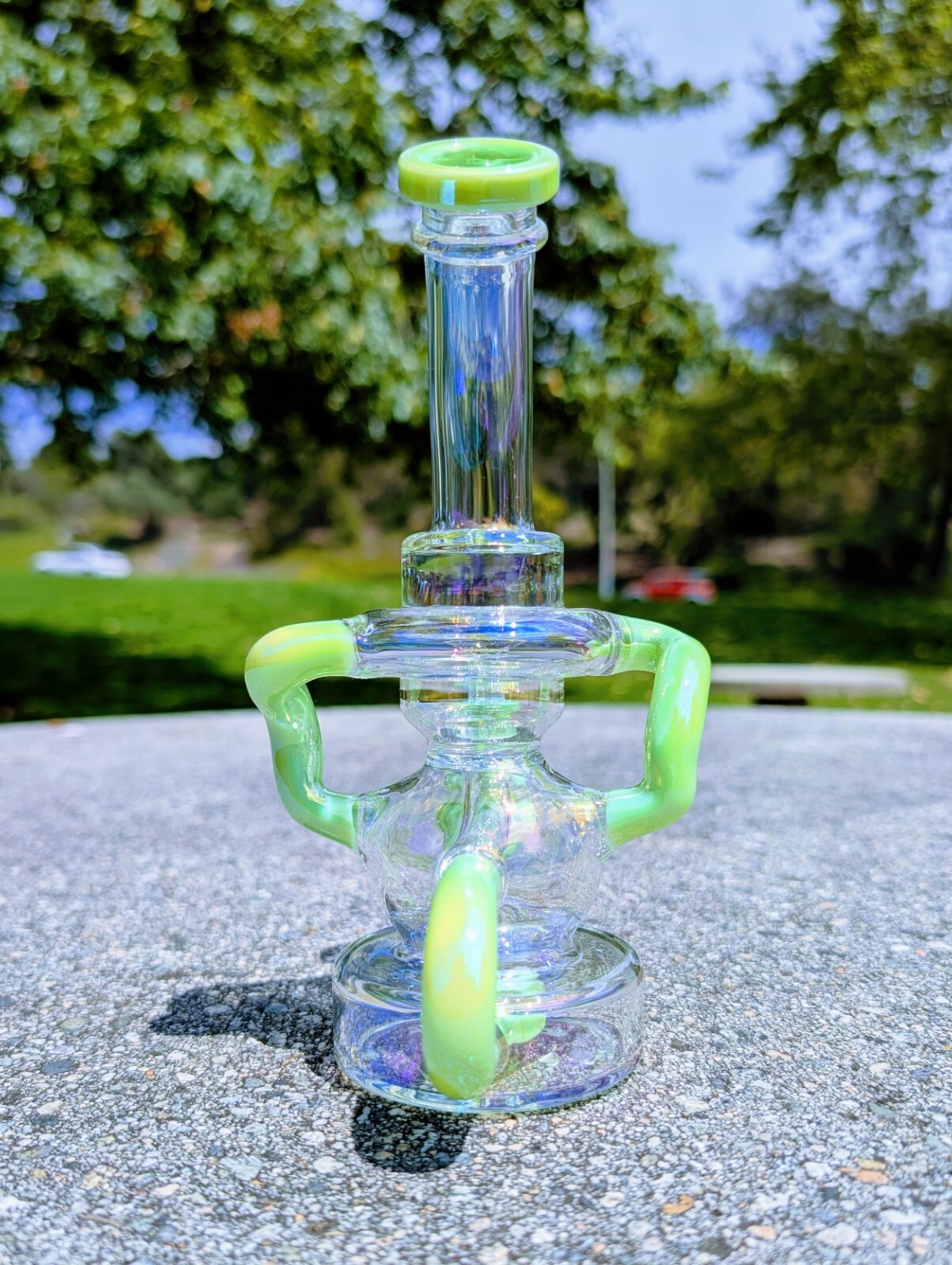 8″ Slime Rainbow Recycler Matrix Tobacco Smoking Water Pipe Hookah Bubbler Bong