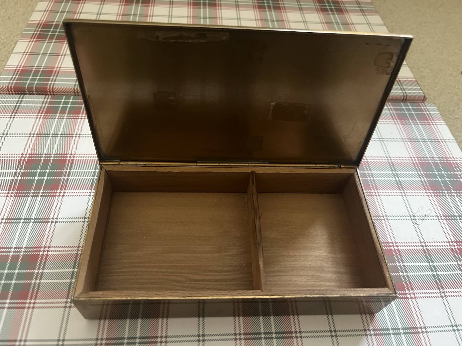 Vintage or Antique Smith Metal Arts Silver Crest Bronze Cigarette Box w/Horse