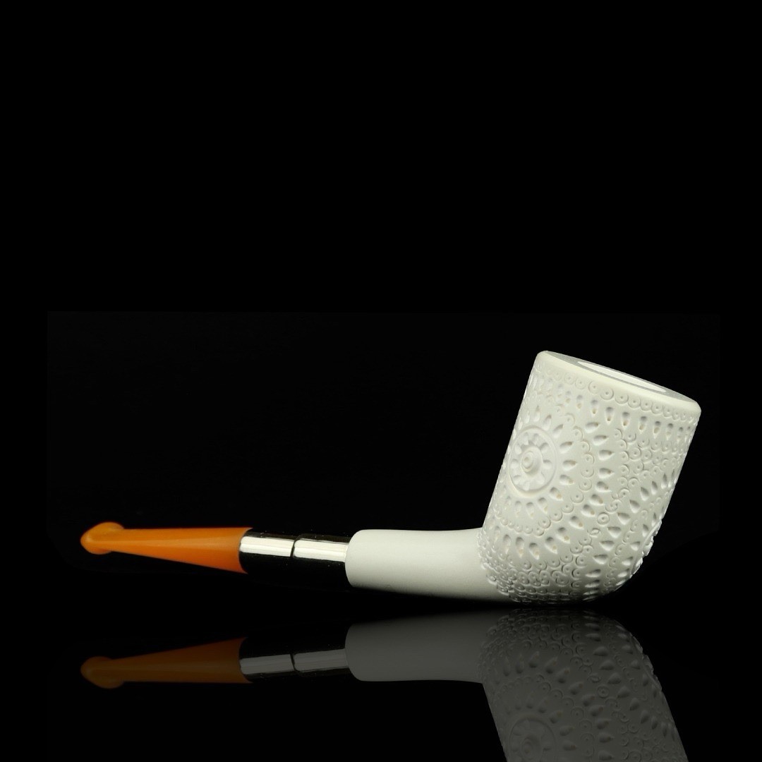 Silver Spigot Devil Anse Pipe By Ali -new-block Meerschaum Handmade Case#1846