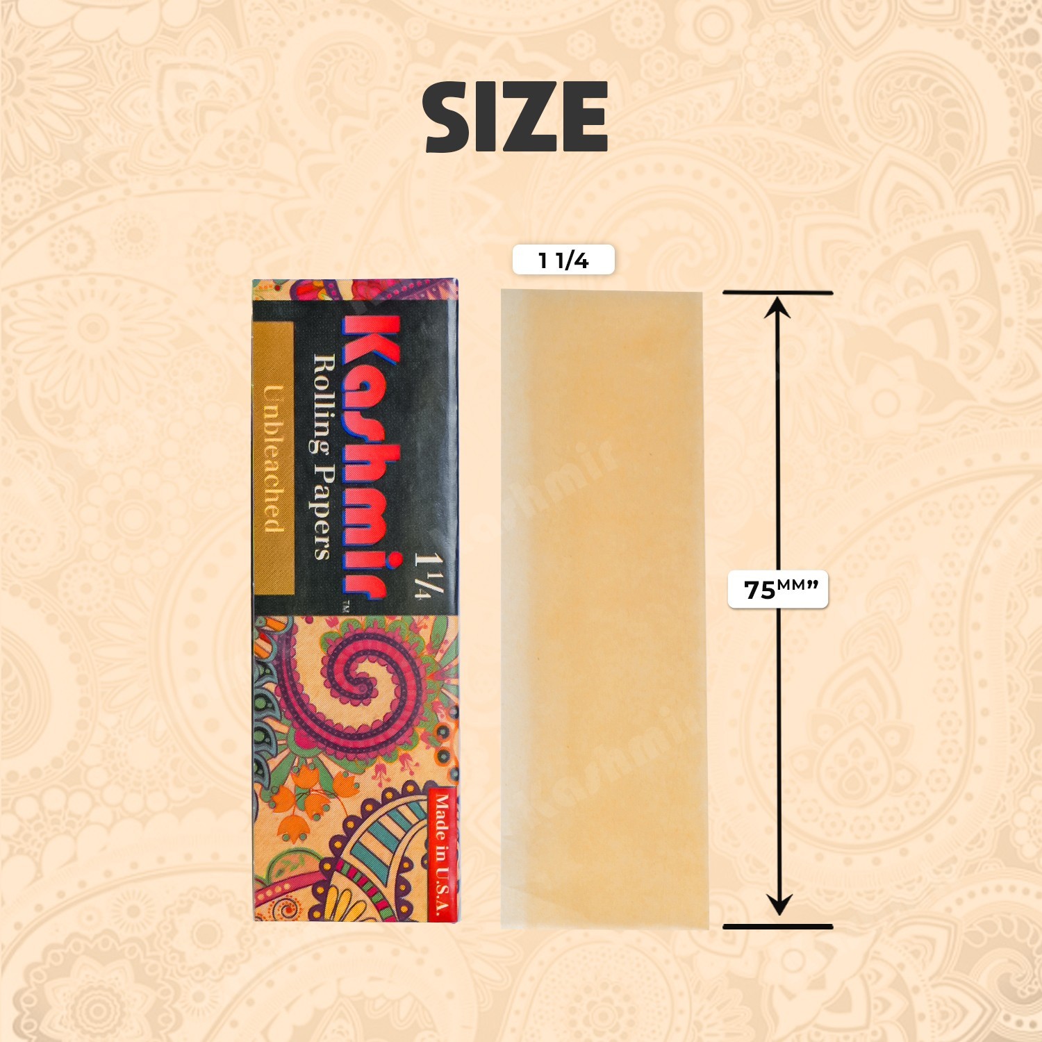 Unbleached Rolling Papers 1-1/4 Size 32 Leaves Pack (25 Pack Box)