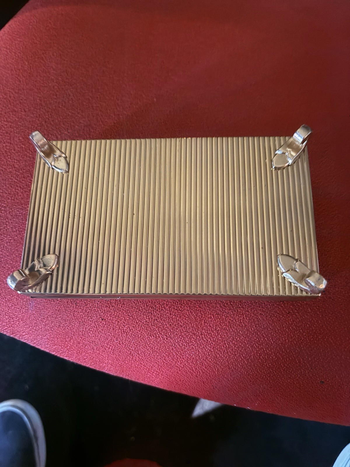 Evans Vintage Table Lighter & Cigarette Case White/Gold Atomic Starburst