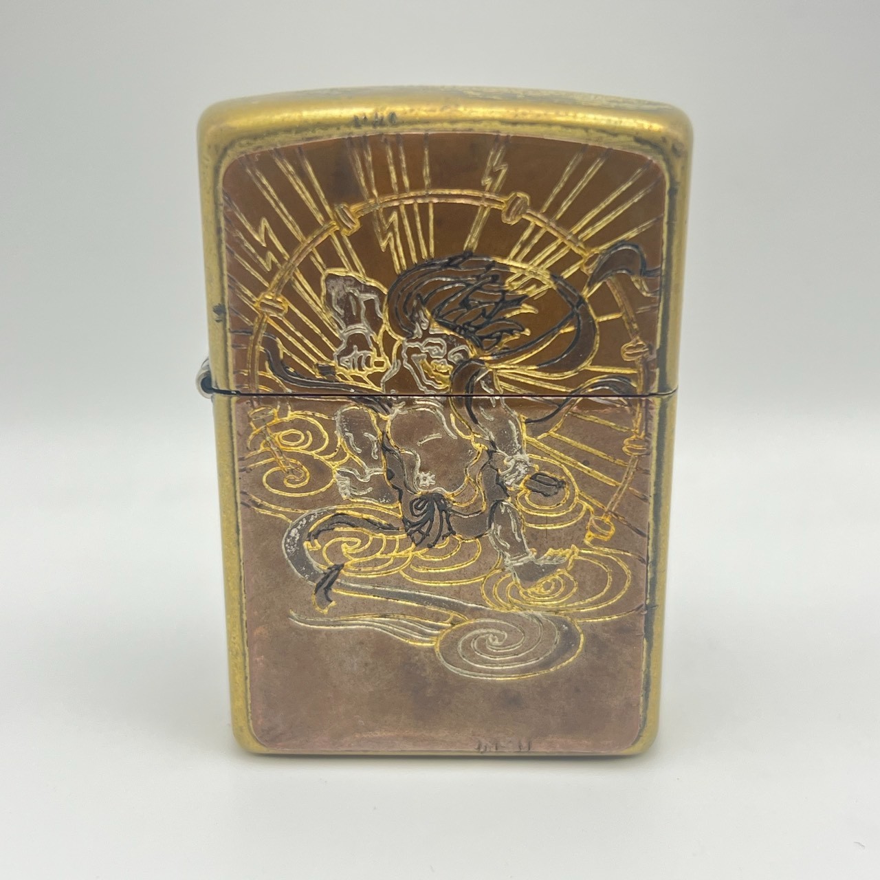 ZIPPO Fujin & Raijin Double Sided Lighter Wind & Thunder God Brass Plate Japan