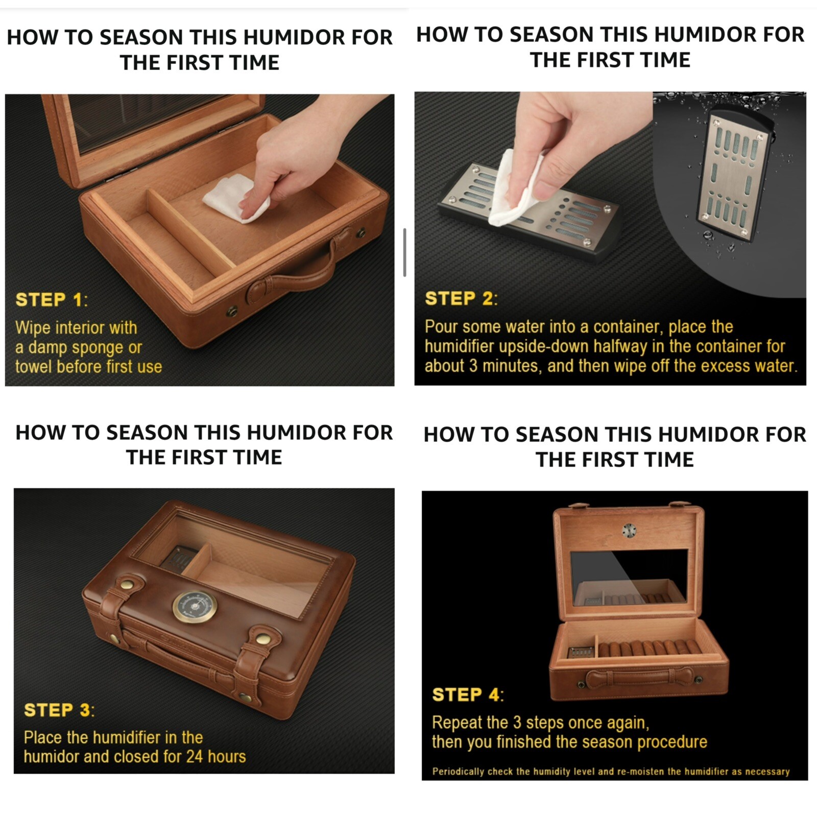 Portable Cigar Humidor Box with Glass Top,Cedar Wood Lining up to 50pcs Cigars