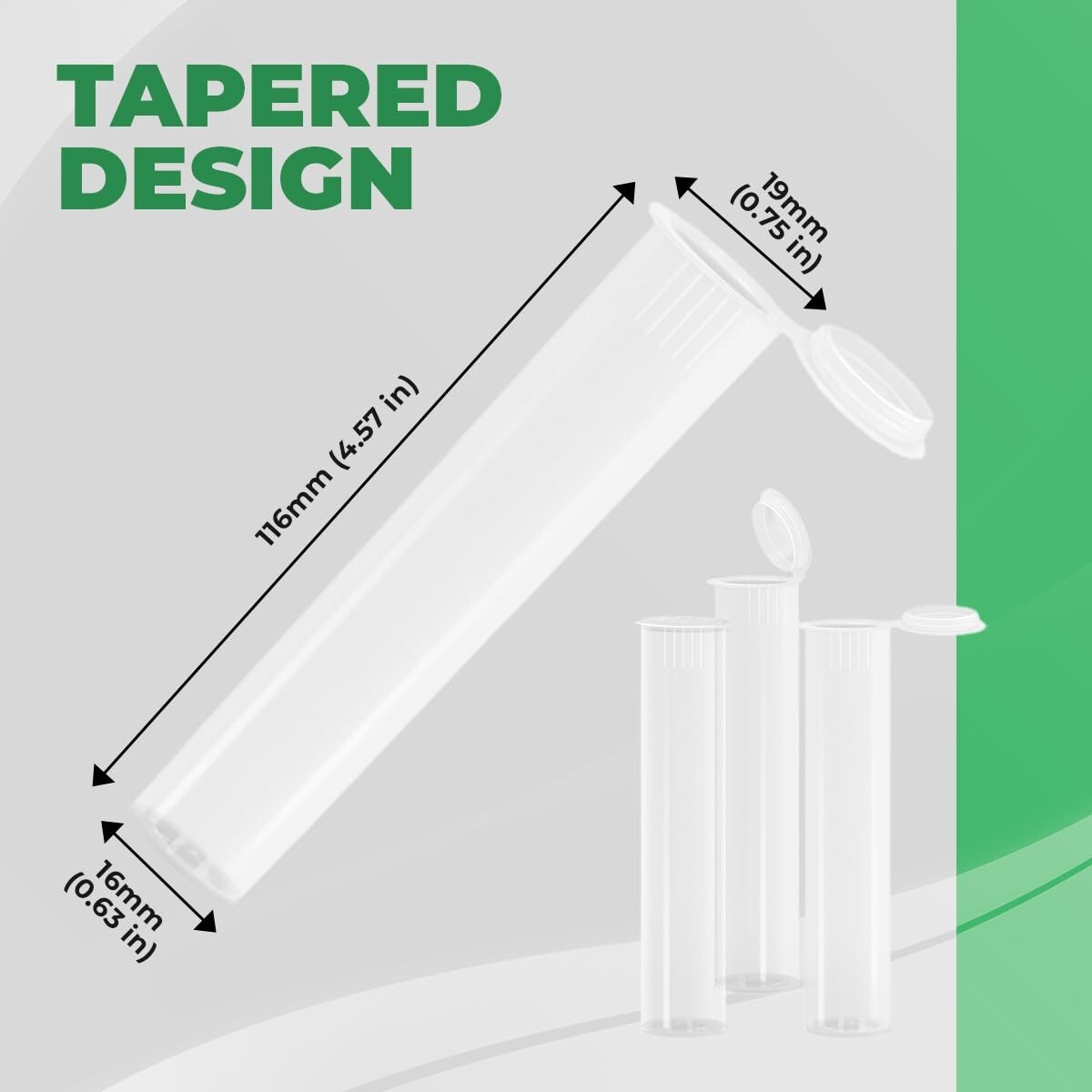 Kopperko 100 Pack 116mm Plastic Pop Top Tube – Child Resistant – Clear