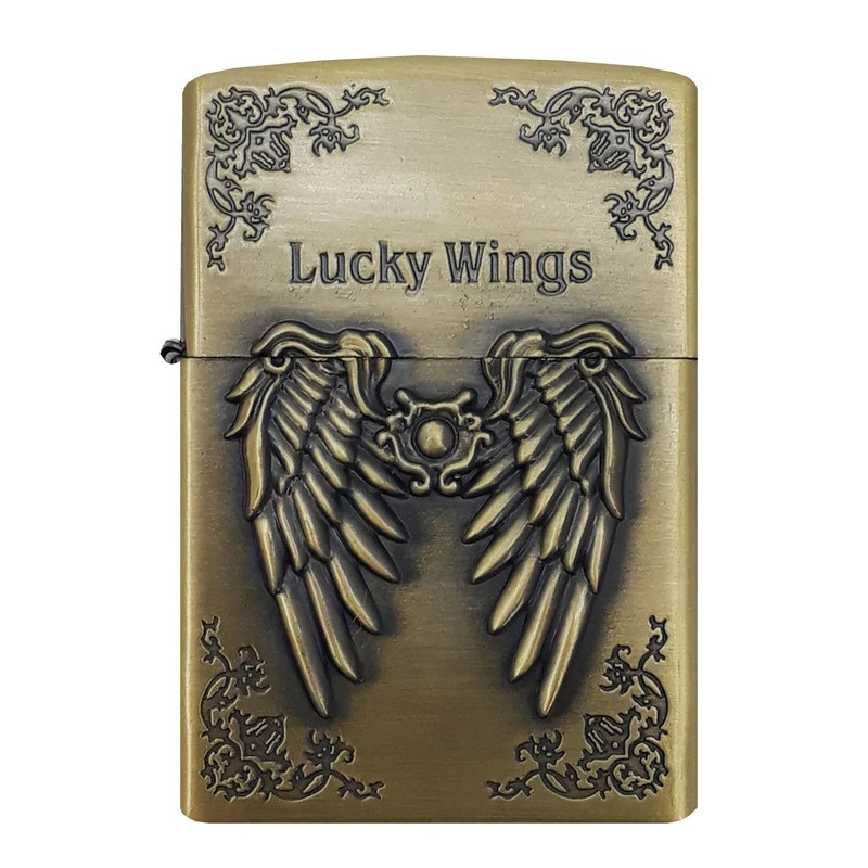 Lucky Wings Vintage Lighter Zipper stylish Windproof Torch Cigar Lighter Retro