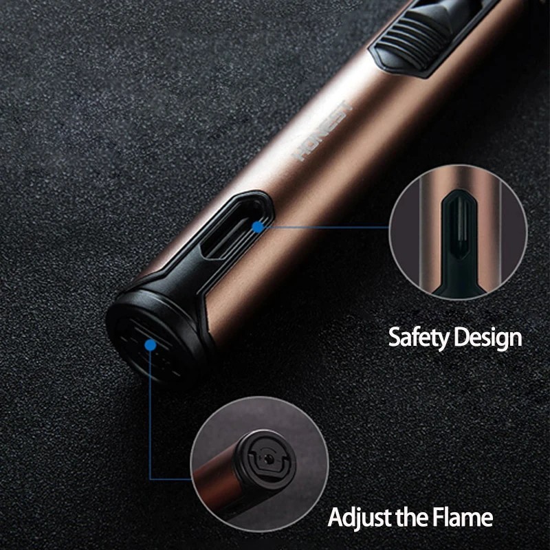 New HONEST Metal Torch Windproof Lighter Refillable Pen Lighter Jet Flame Butane