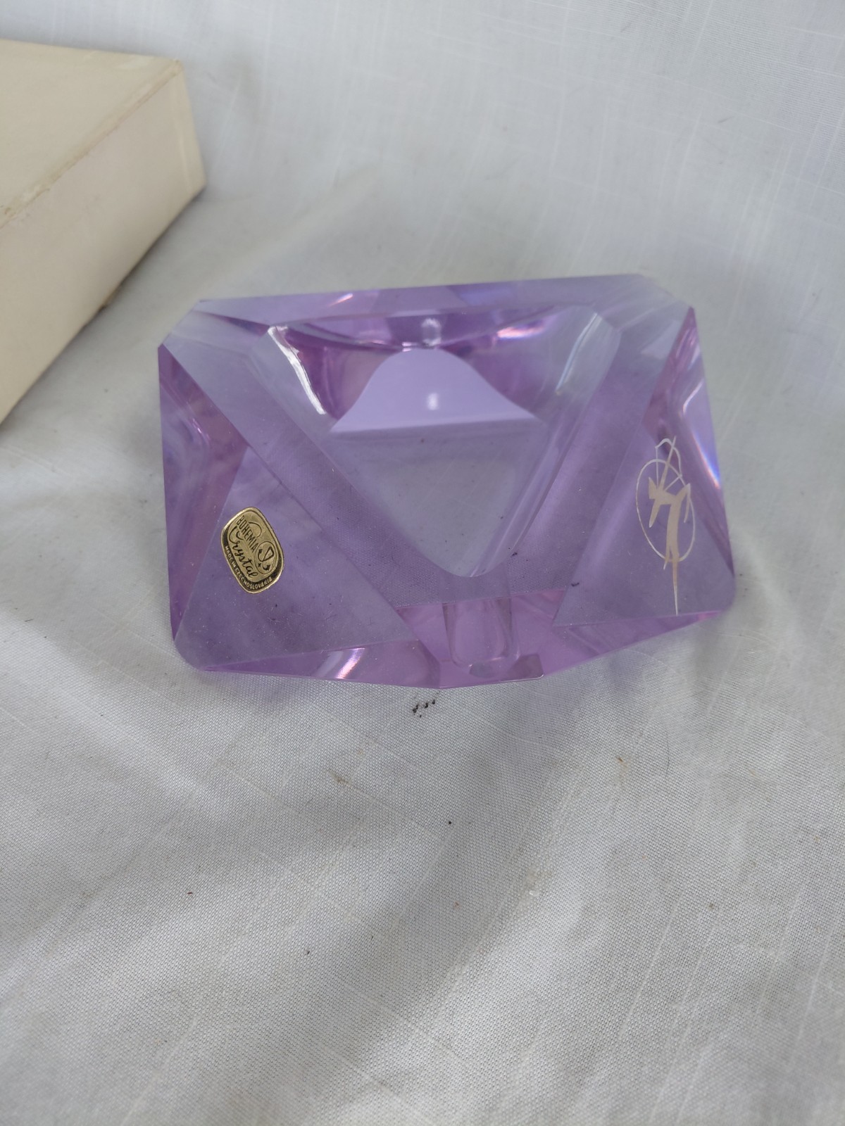 CRYSTAL ASHTRAY 1967 AIR- INDIA DESIGNED by SALVADOR DALI ORIGINAL BOX GREECE
