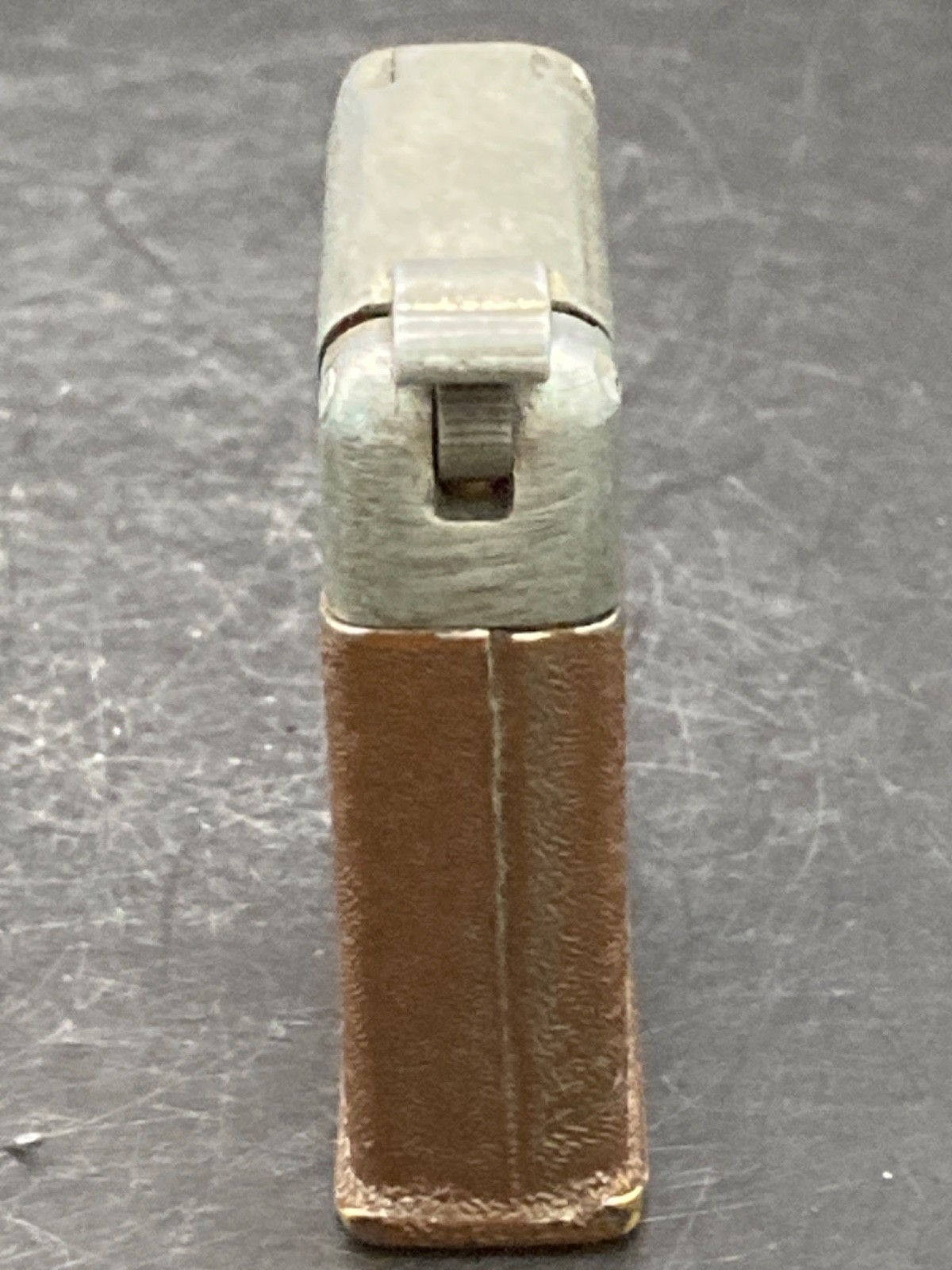 Vintage ORA Top Wheel Pocket Lighter, with Brown Crackle Finish, U.S.A.