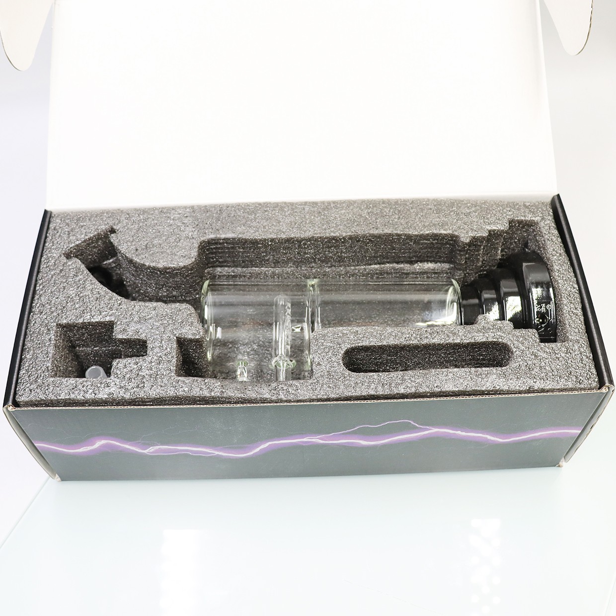 Gift Box 14” Plasma Bong Electric Glass Waterpipe Smoking Bong with Bowl 14MM