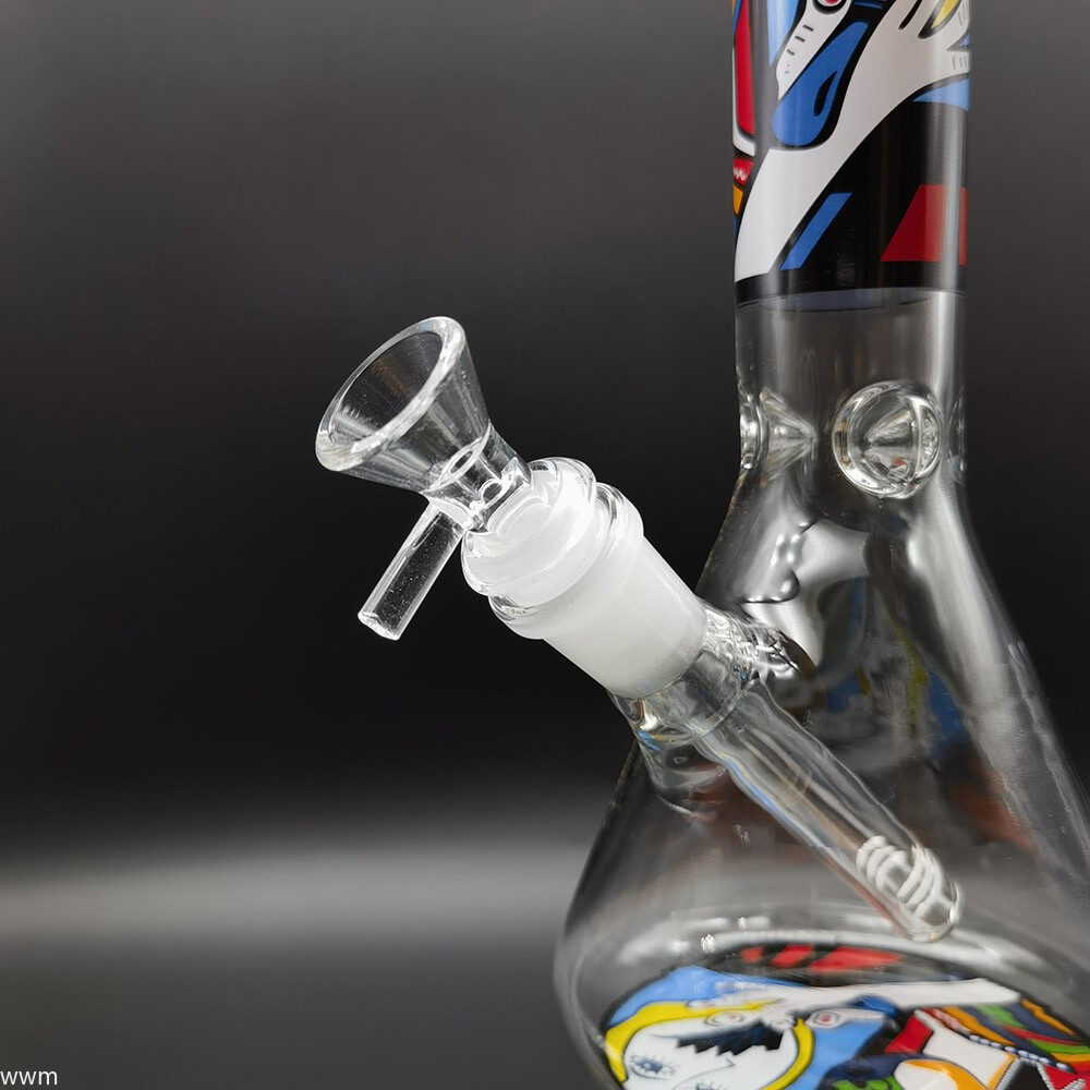 10 Inch Abstract Graffiti Glass Bong Water Pipe Smoking Hookah with 14mm Bowl