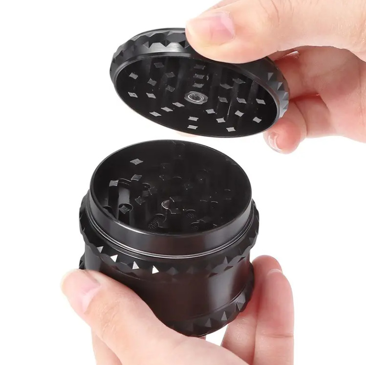 2 1/4″ Inch Magnetic Black Metal Zinc Alloy Spice Tobacco Herb Grinder