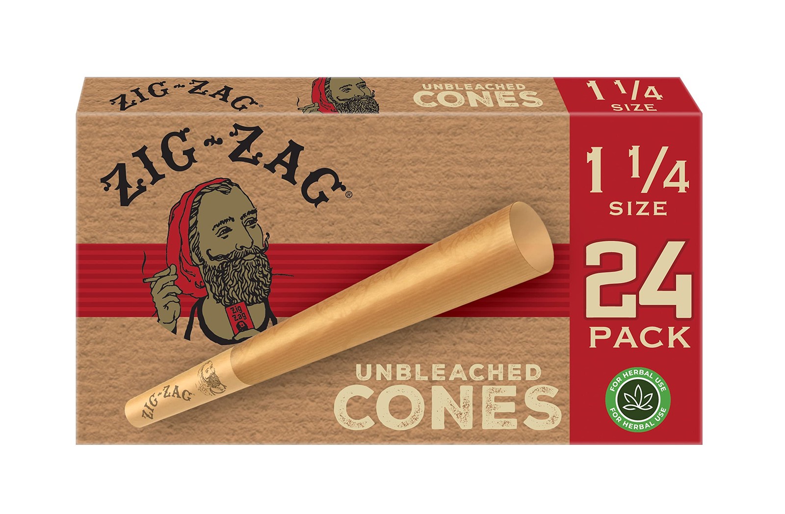 ZIG-ZAG Pre Rolled Cones 1 1/4 Size (1 Pack) 1-Pack (24 Cones), Natural