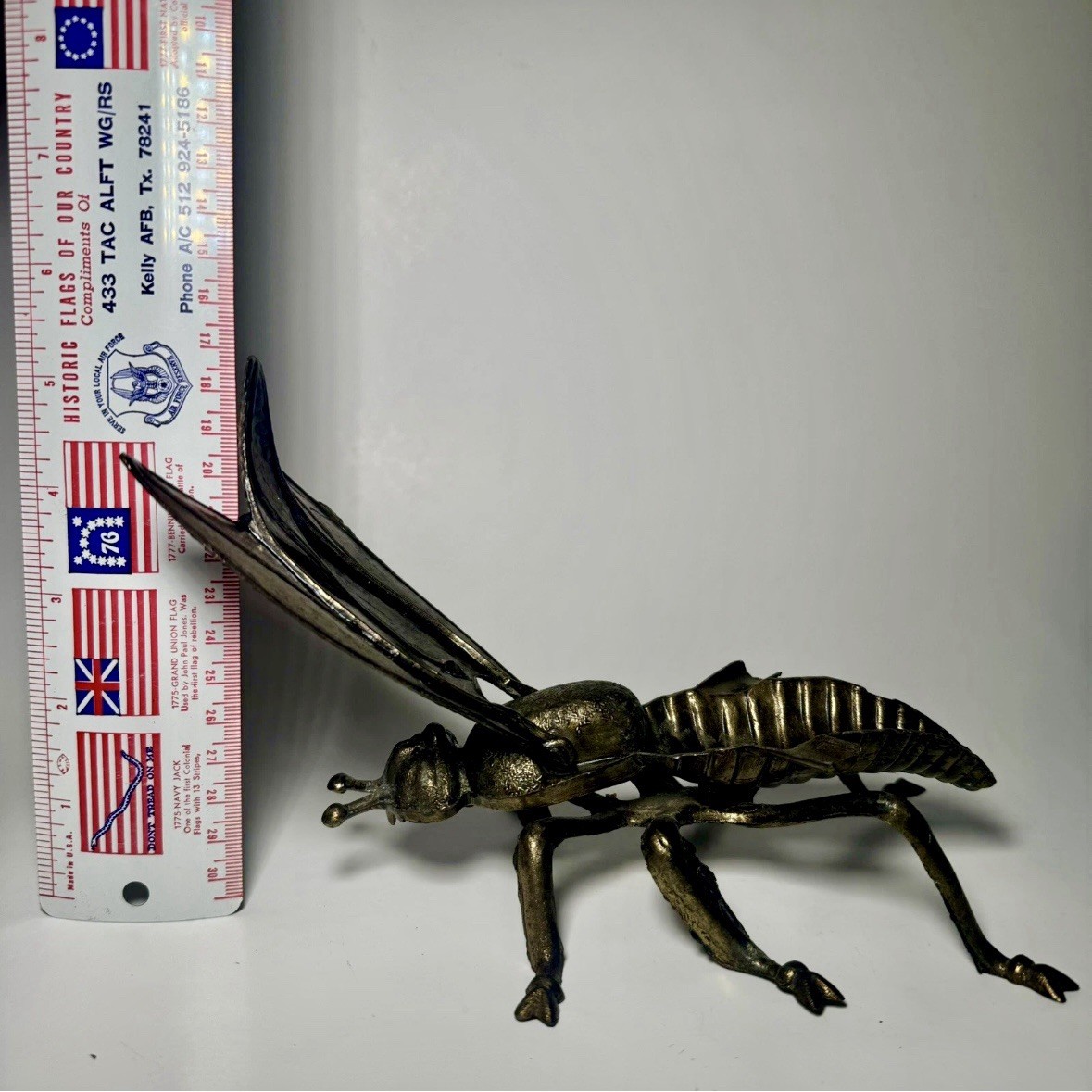 Vintage Brass Fly Ashtray Trinket Box Hinged Wings Insect 8” – Crafted in Italy