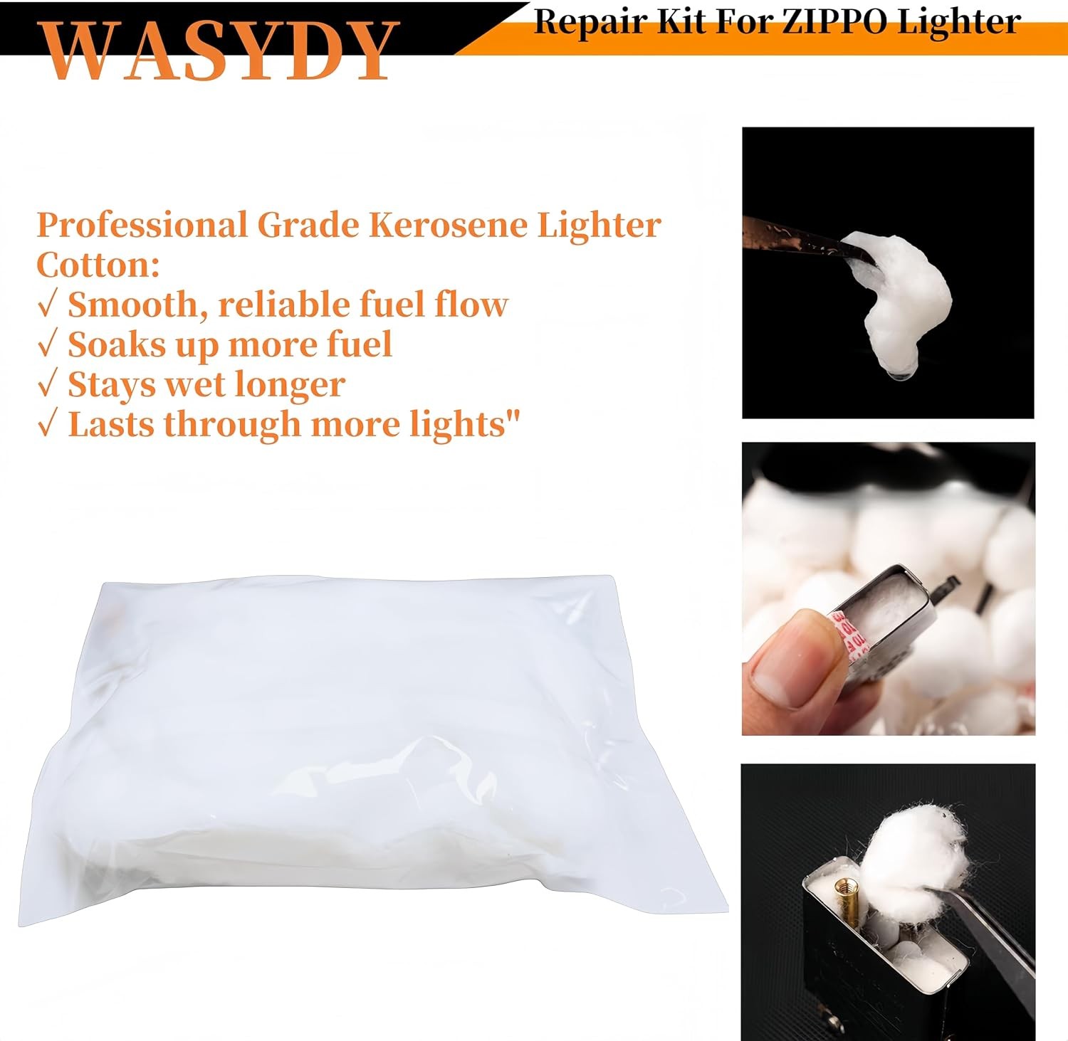 Lighter Repair Kit for Zippo Flint Wick Spring Wheel Cotton Felt Pad Set Parts