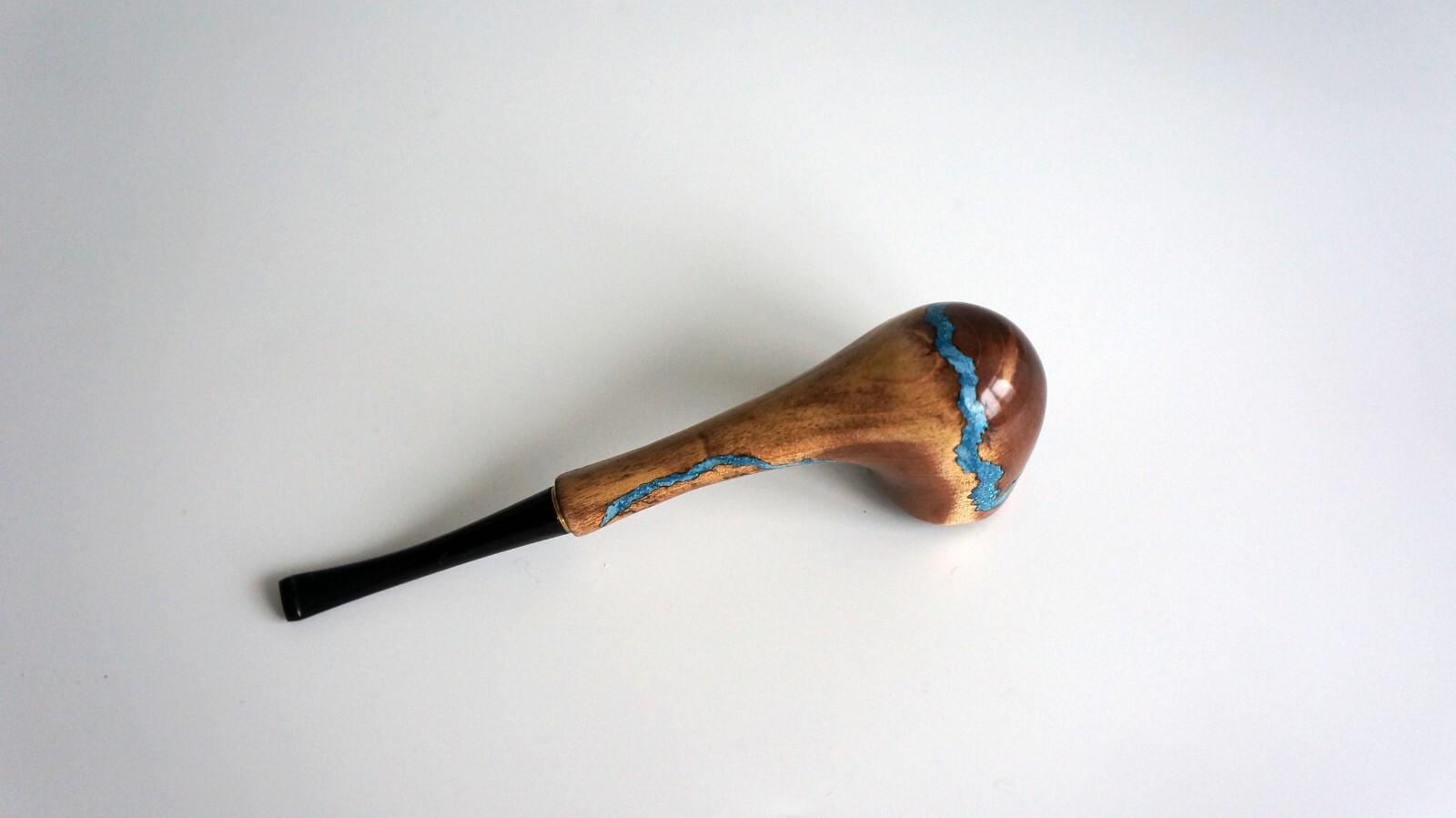 Tobacco pipe, wooden smoking pipe inlay with gemstone turquoise, smoking bowl