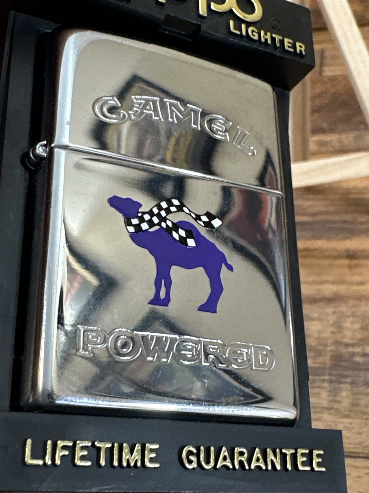 ZIPPO 1997 CAMEL PURPLE POWERED POLISHED CHROME LIGHTER SEALED