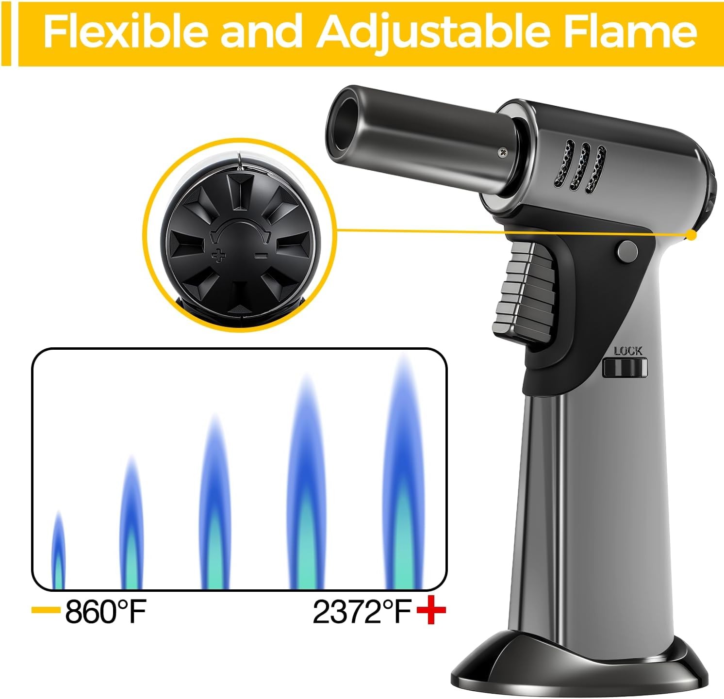 Torch, Butane Refillable Kitchen Cooking Torch, Torch Lighter with Safety Lock a