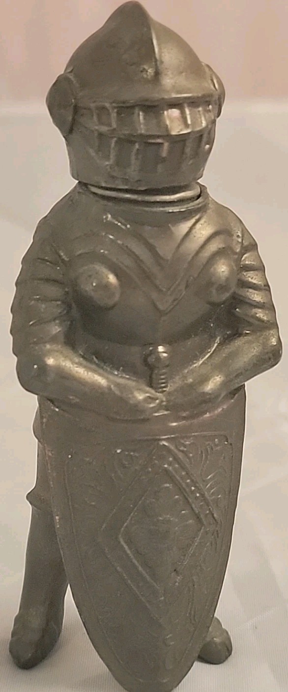 Occupied Japan Knight in Armor Figural Lighter Bronze / Brass Color 1947-52