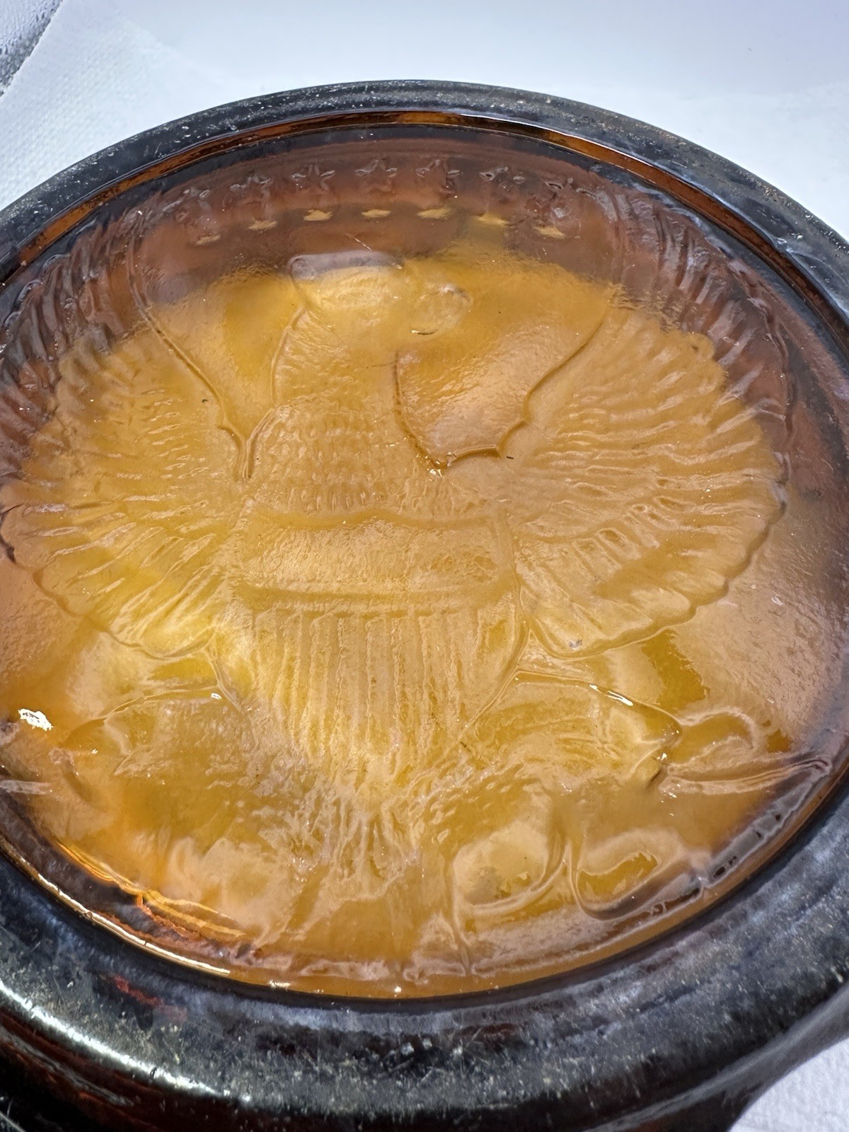 American Eagle Amber/Brown Ashtray Large 6 Pounds 10 Inch’s With 7 Stars Vintage