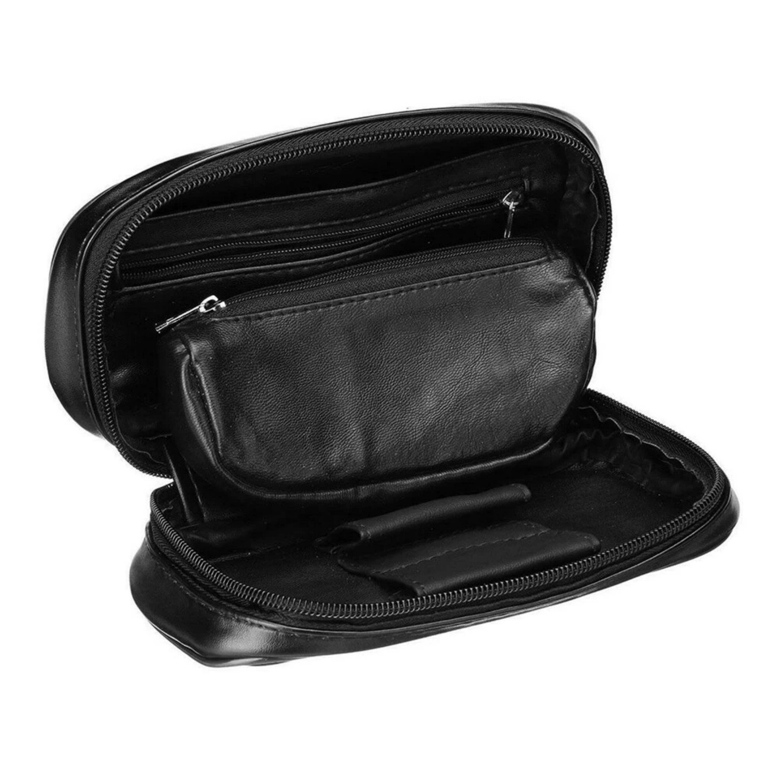Genuine Leather Smoking Pipe Case with Tobacco Pouch Storage 19cm Portable