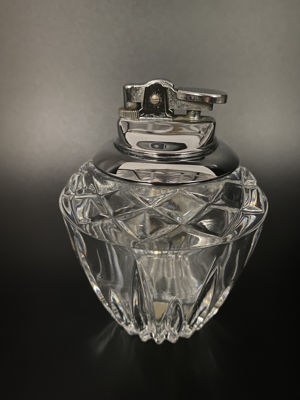 Vintage Princess House Silver / Carved Glass Desk Lighter