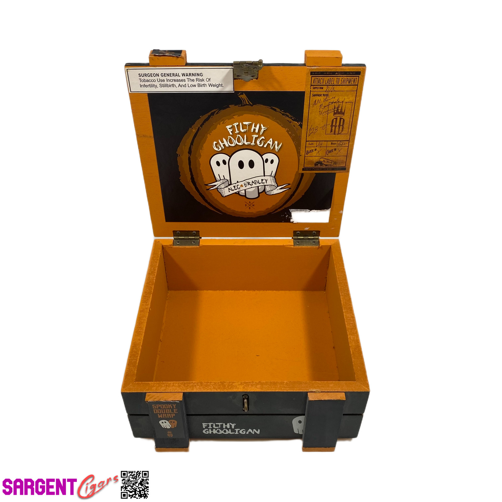 Alec Bradley Filthy Ghooligan Empty Wooden Cigar Box 7.25×7.25×3.5 (1)