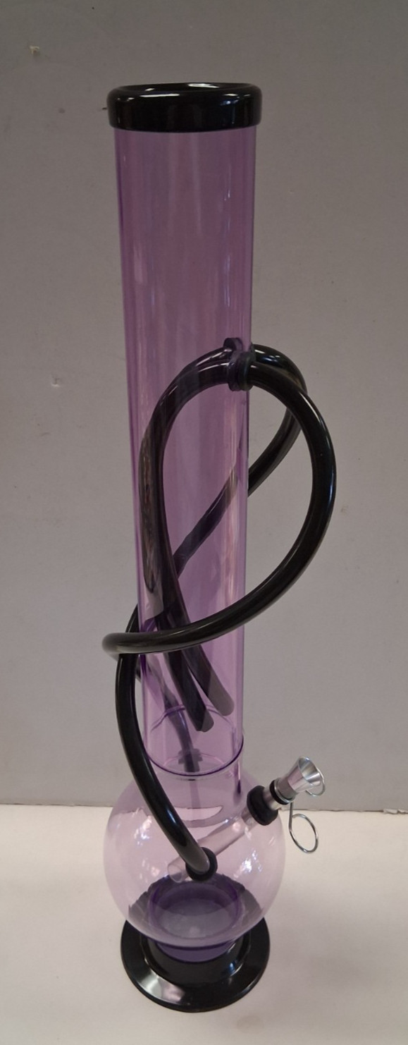 18″ ACRYLIC PLASTIC DOUBLE CHAMBER BUBBLE WATER PIPE BONG PULL BOWL LAVENDER 2″M