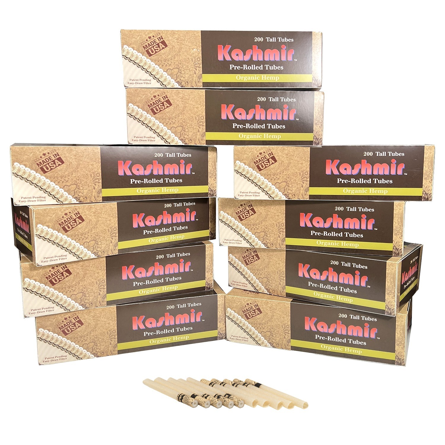 Kashmir Organic HMP Cigarette Tubes Tall 100 mm Size 2000 Ct RYO Filter Tubes
