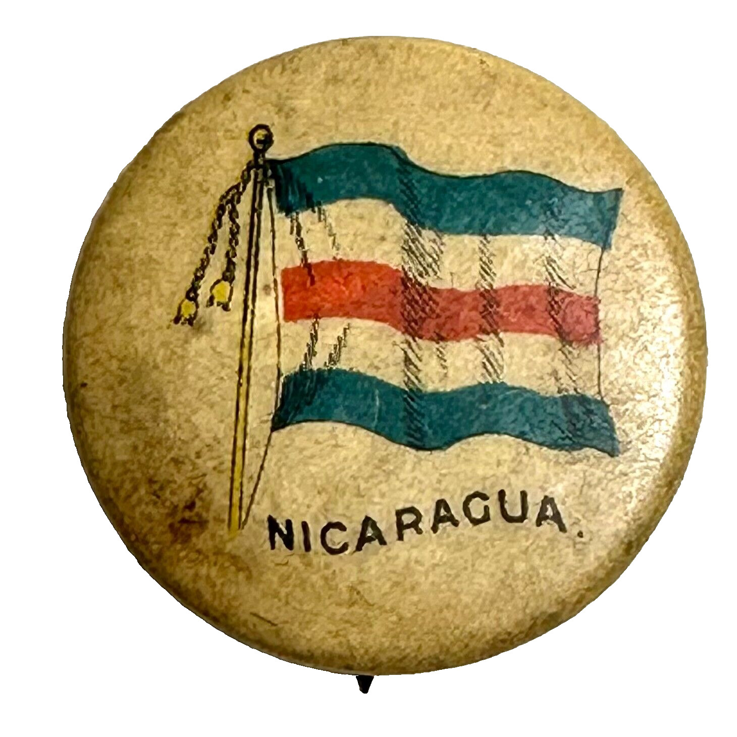 1896 NICARAGUA Flag Sweet Caporal 7/8″ Celluloid Advertising Pinback Q142