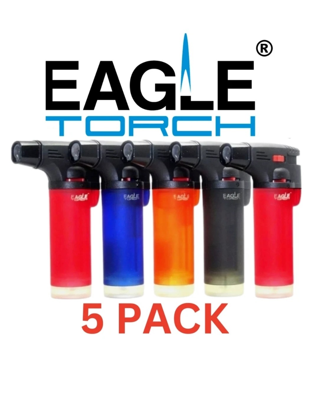 5 Pack Eagle Torch Gun Lighter Butane Jet Windproof Adjustable Flame Refillable