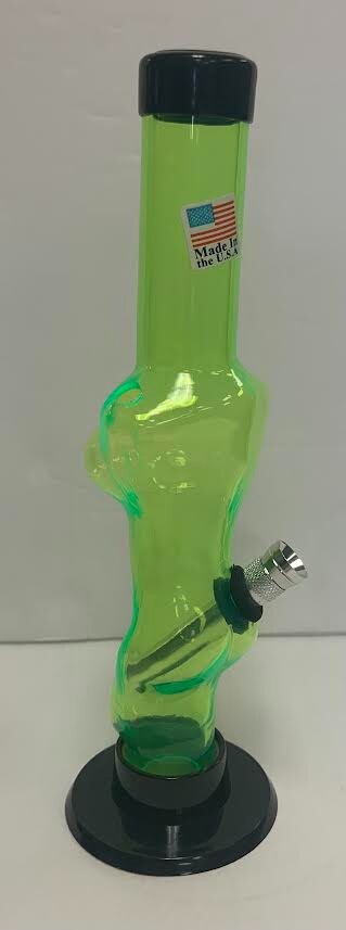 8″ ACRYLIC PLASTIC CURVY WOMAN WATER PIPE BONG HOOKAH THUMB CARB 1″M NEON GREEN