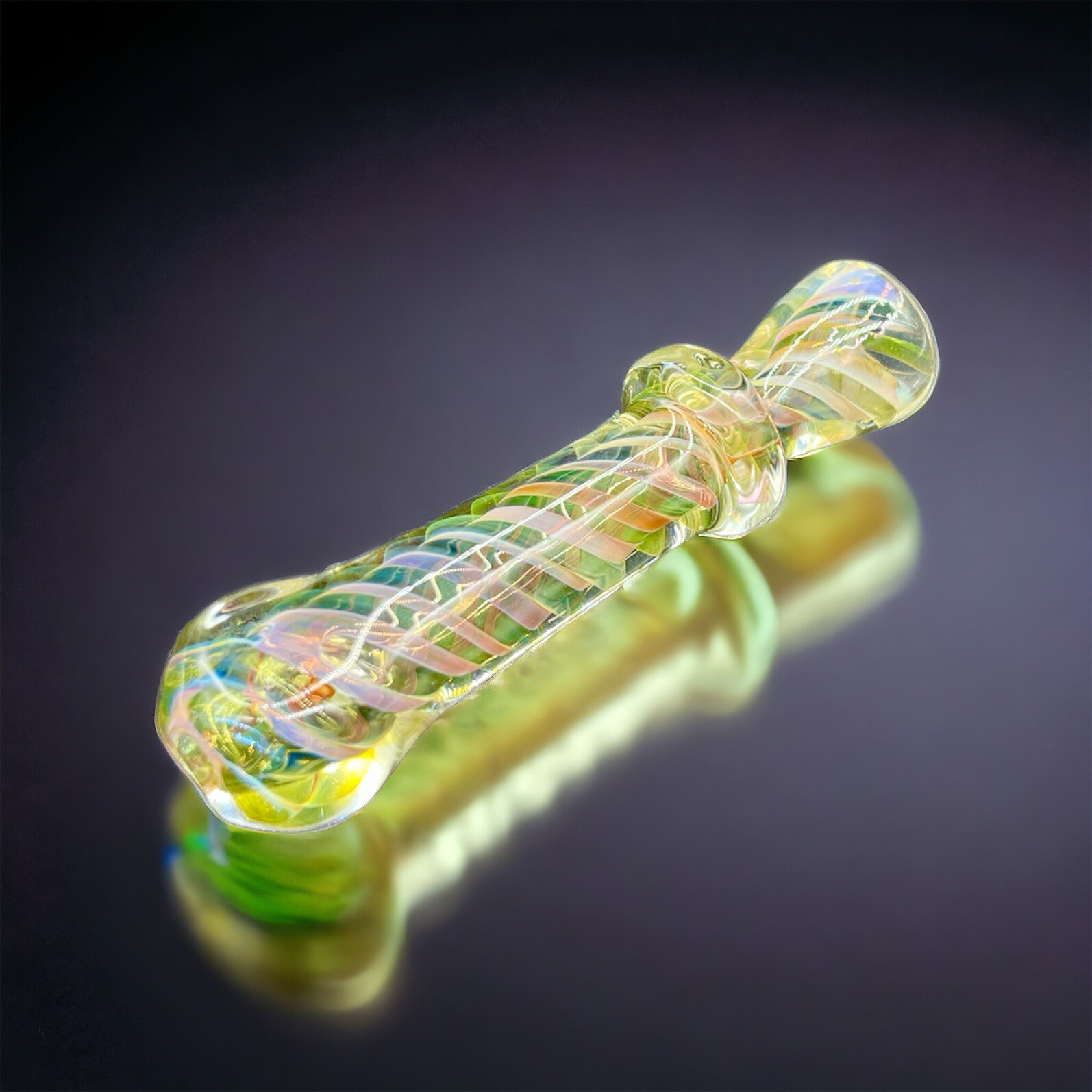 Golden Fumed Chillum Glass Pipes, Universal Color Changing