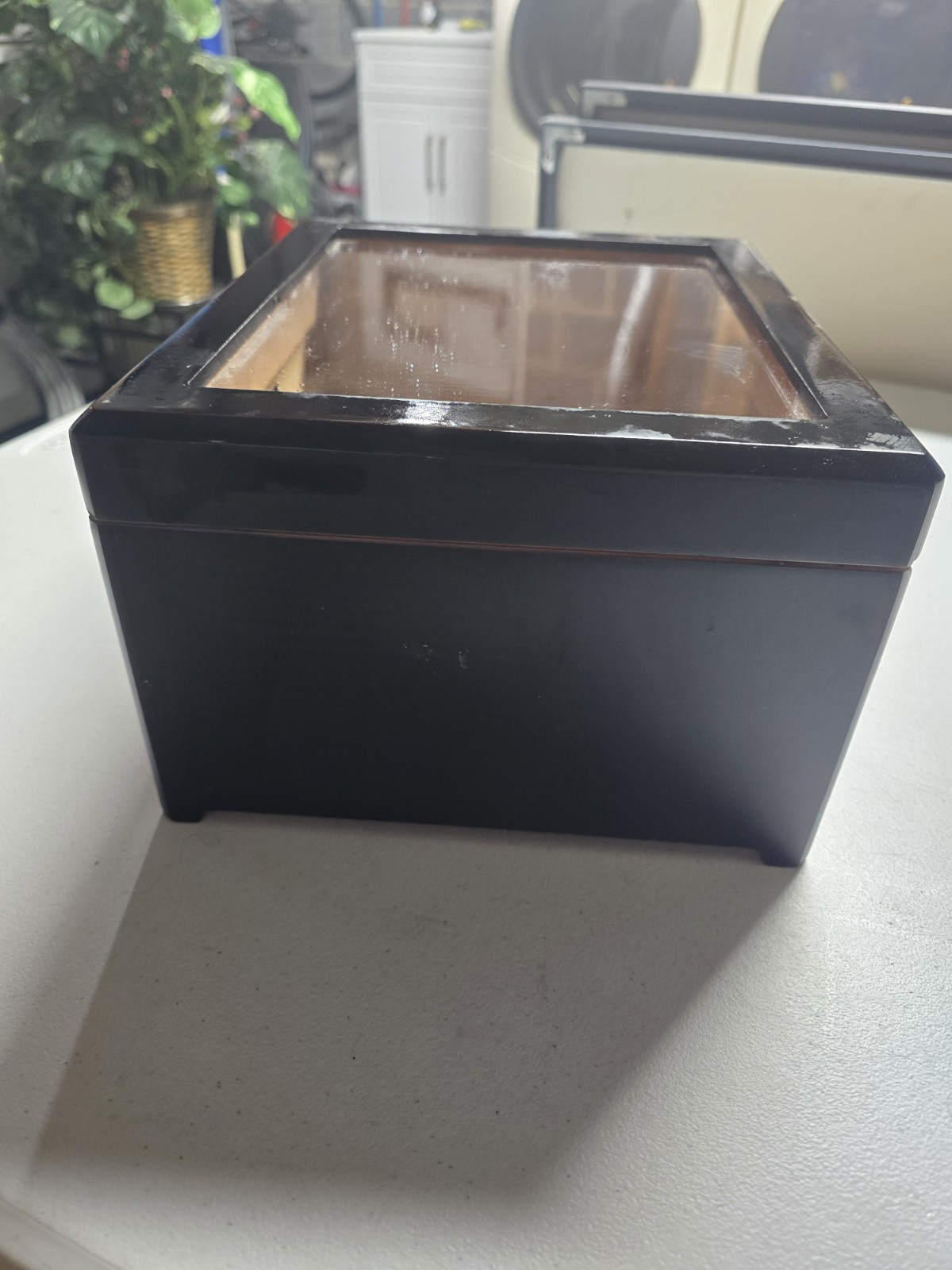 Woodronic Cedar-Lined Display Storage Box Glass Top, Drawer & Digital Hygrometer