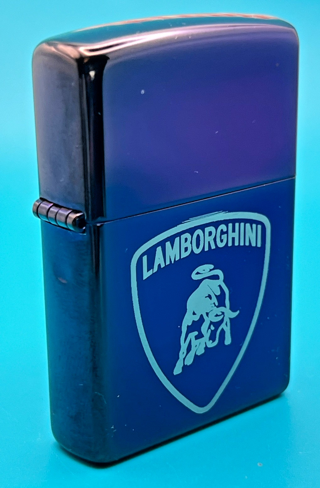 Brand New 2004 ZIPPO Lighter AWESOME Retro LAMBORGHINI BULL LOGO Purple Chrome