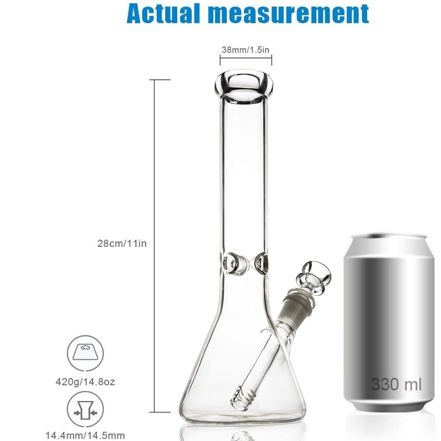 10 inch Heavy Glass Bong Water Pipe Smoking Bong Beaker + 14mm Bowl hookah USA