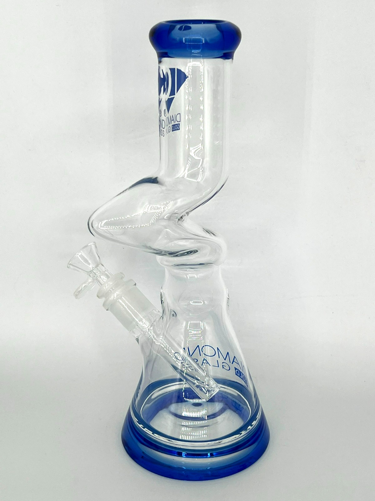 10″ DIAMOND GLASS ZONG ZIG ZAG BEAKER BONG PIPE BOROSILICATE THICK GLASS-2 GIFTS
