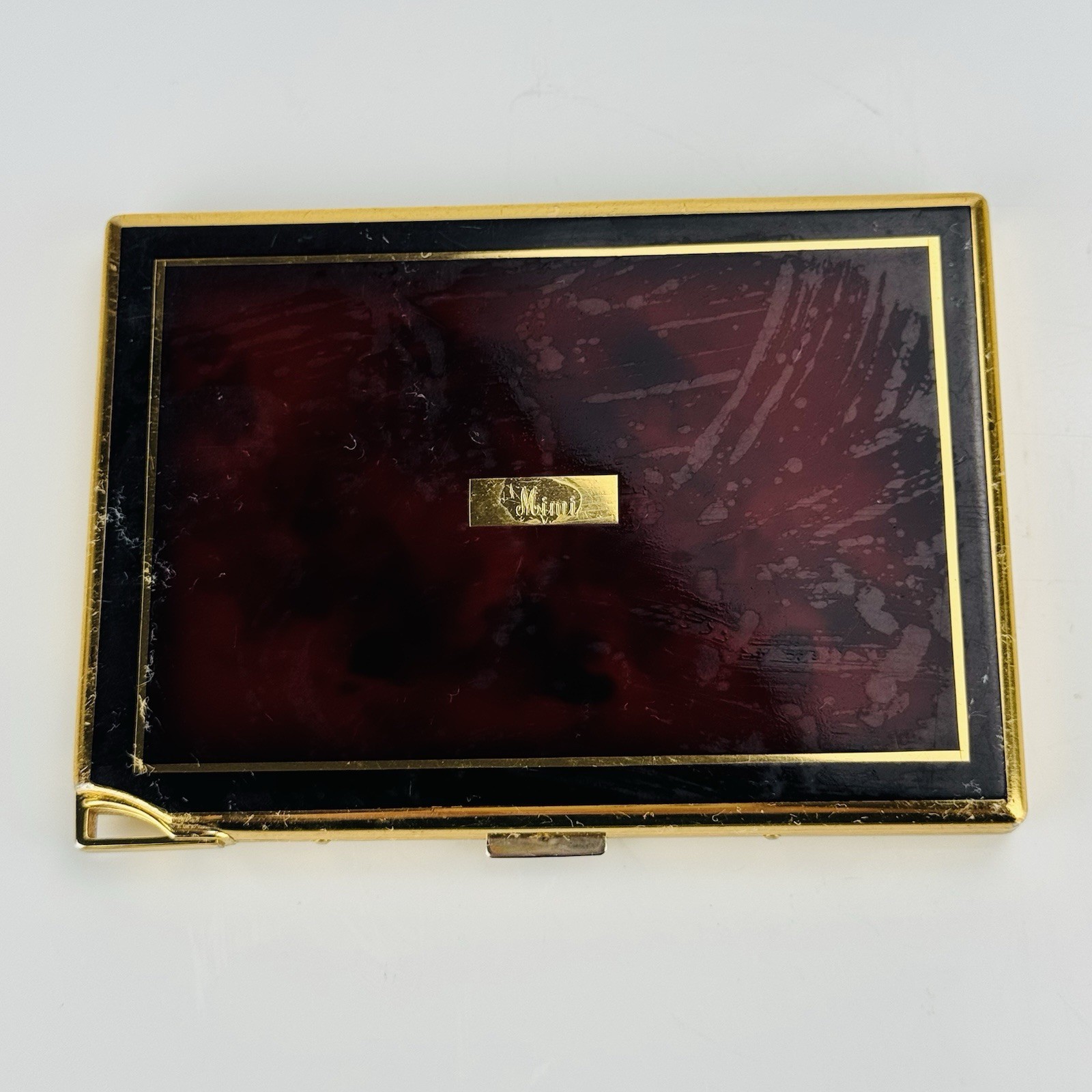 Vintage Colibri Japan Cigarette Case Lighter Burgundy Gold Monogram Mimi